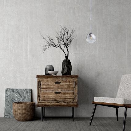 Lustr na lanku LATIL 1xE27/60W/230V černá