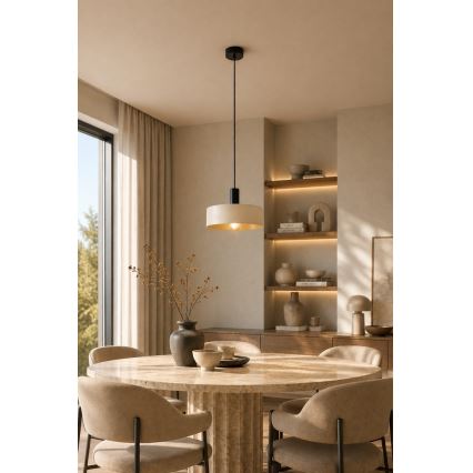 Lustr na lanku LATTE 1xE27/60W/230V béžová/černá