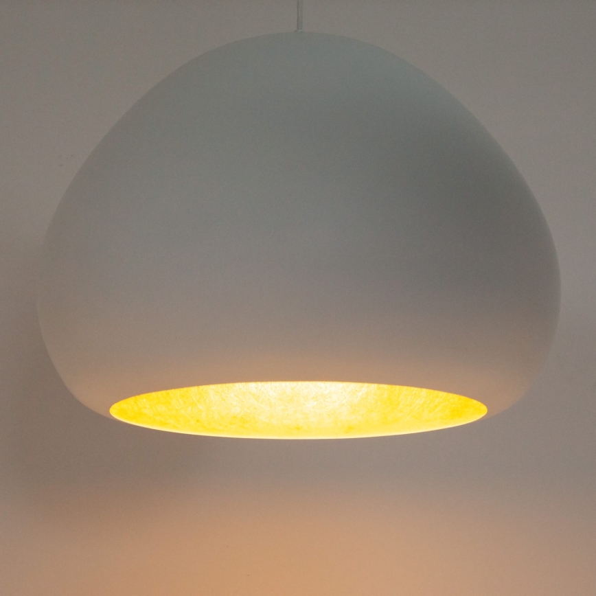 Lustr na lanku LAVA 1xE27/15W/230V bílá/zlatá