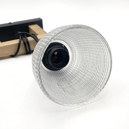 Lustr na lanku LEANDRA 1xE27/15W/230V dub/černá