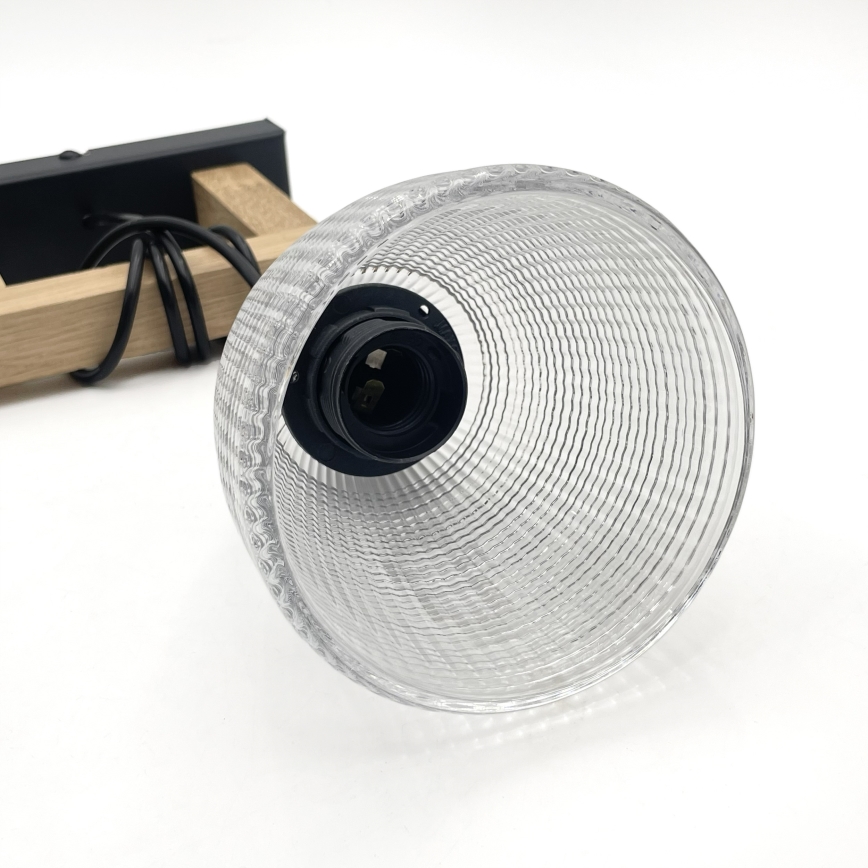 Lustr na lanku LEANDRA 1xE27/15W/230V dub/černá