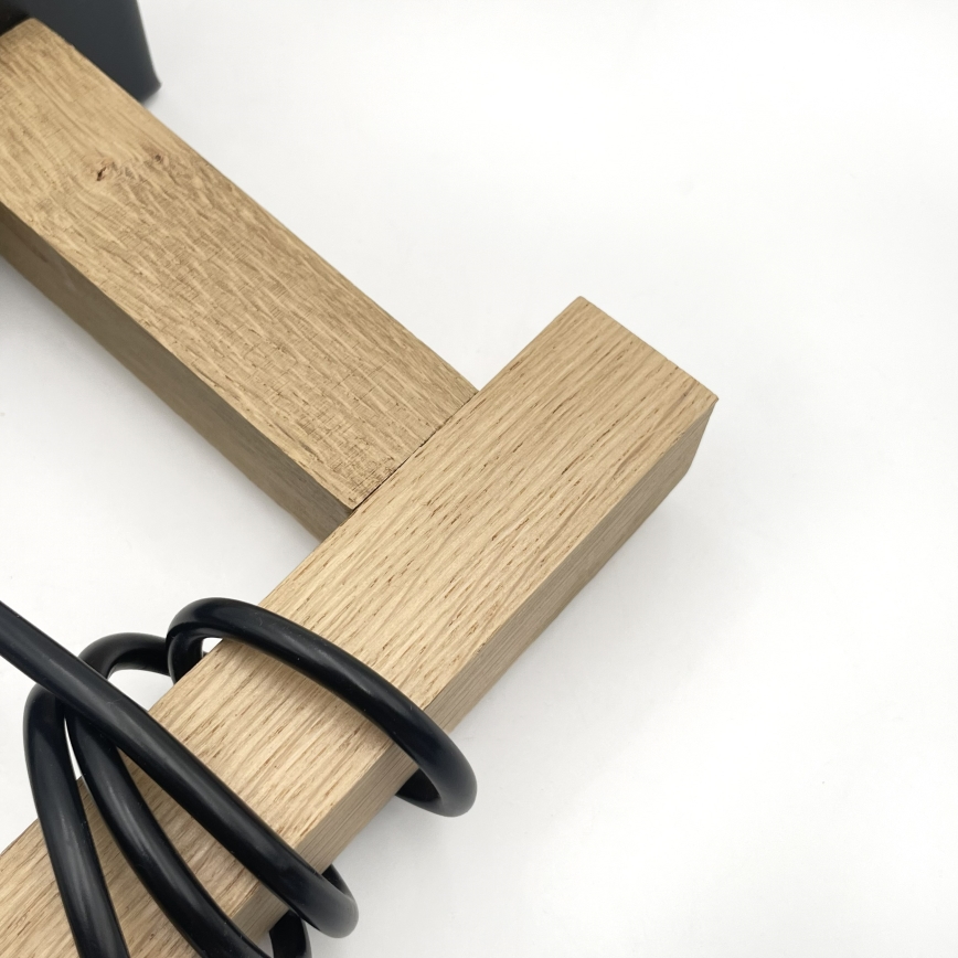 Lustr na lanku LEANDRA 1xE27/15W/230V dub/černá