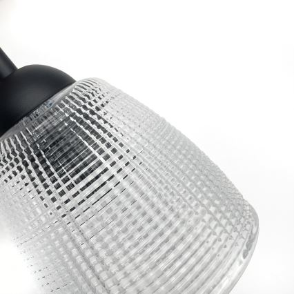 Lustr na lanku LEANDRA 1xE27/15W/230V dub/černá