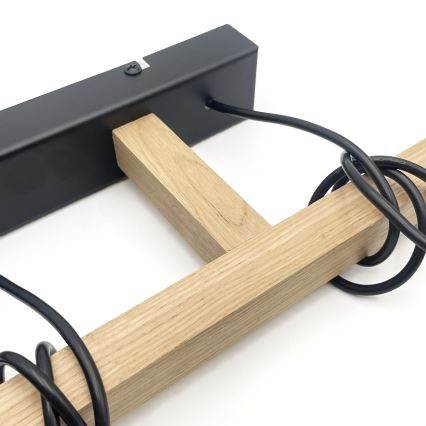 Lustr na lanku LEANDRA 3xE27/15W/230V dub/černá