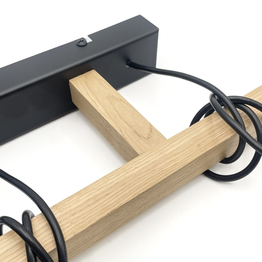 Lustr na lanku LEANDRA 3xE27/15W/230V dub/černá