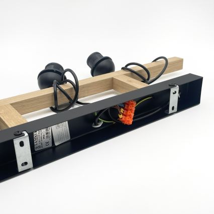 Lustr na lanku LEANDRA 3xE27/15W/230V dub/černá