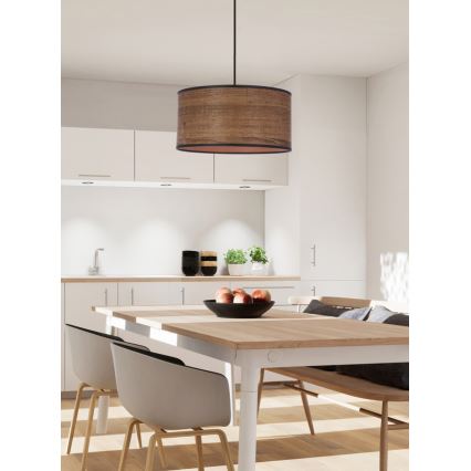 Lustr na lanku LEGNO 1xE27/40W/230V pr. 30 cm hnědá