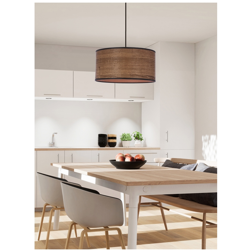 Lustr na lanku LEGNO 1xE27/40W/230V pr. 30 cm hnědá