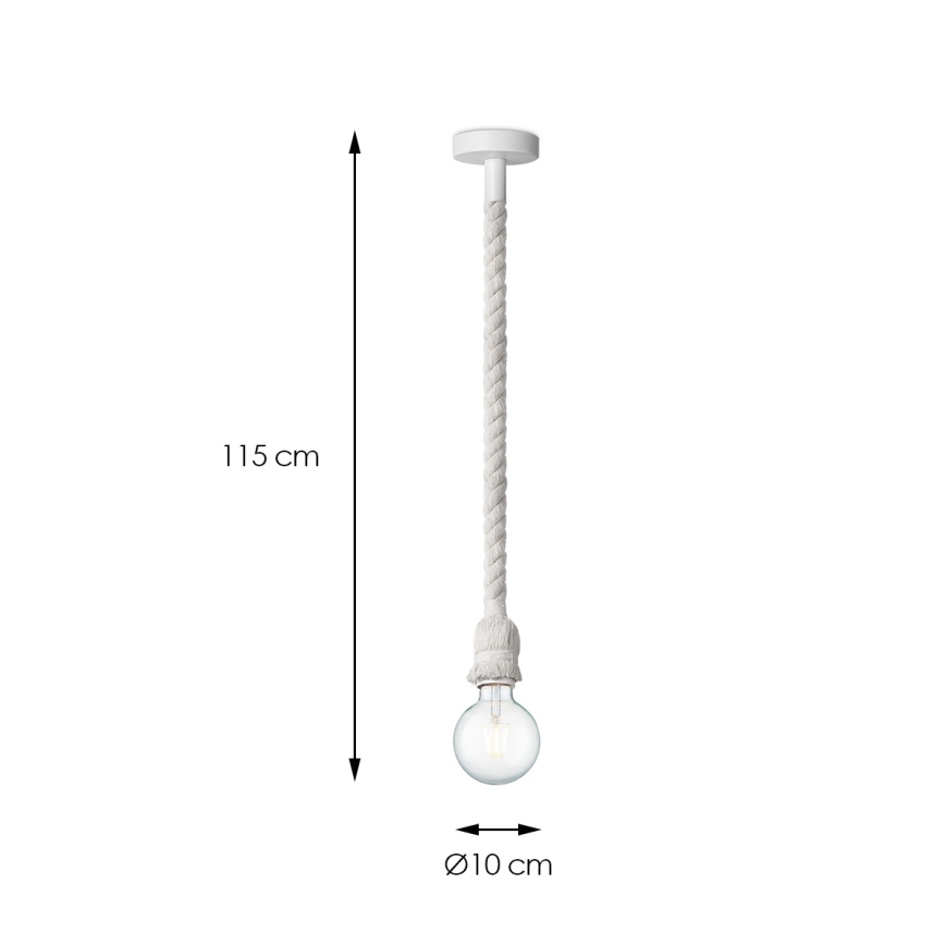 Lustr na lanku LEONARDO ROPE 1xE27/10W/230V bílá