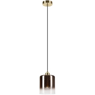 Lustr na lanku LIAH 1xE27/15W/230V zlatá/kouřová hnědá