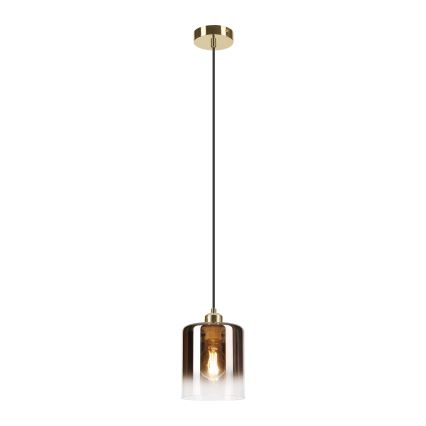 Lustr na lanku LIAH 1xE27/15W/230V zlatá/kouřová hnědá