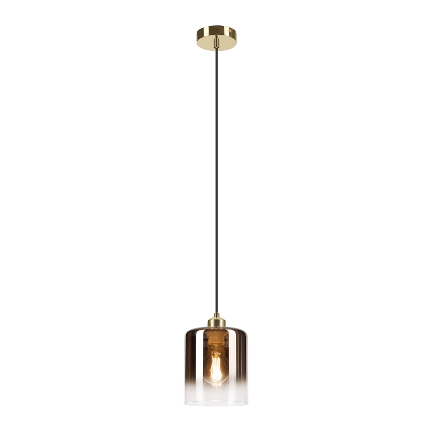 Lustr na lanku LIAH 1xE27/15W/230V zlatá/kouřová hnědá