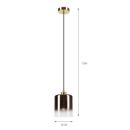 Lustr na lanku LIAH 1xE27/15W/230V zlatá/kouřová hnědá