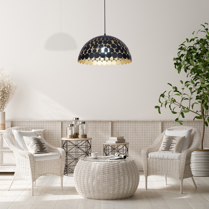 Lustr na lanku LISA BLACK 1xE27/60W/230V