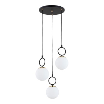 Lustr na lanku LISTER 3xE14/10W/230V černá/bílá