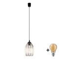Lustr na lanku LIZA 1xE27/15W/230V černá/zlatá