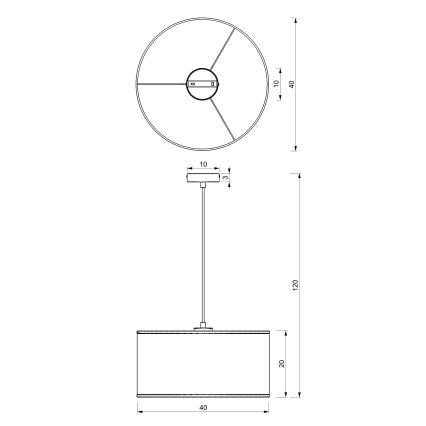Lustr na lanku LOFT SHADE 1xE27/60W/230V pr. 40 cm bílá/zlatá