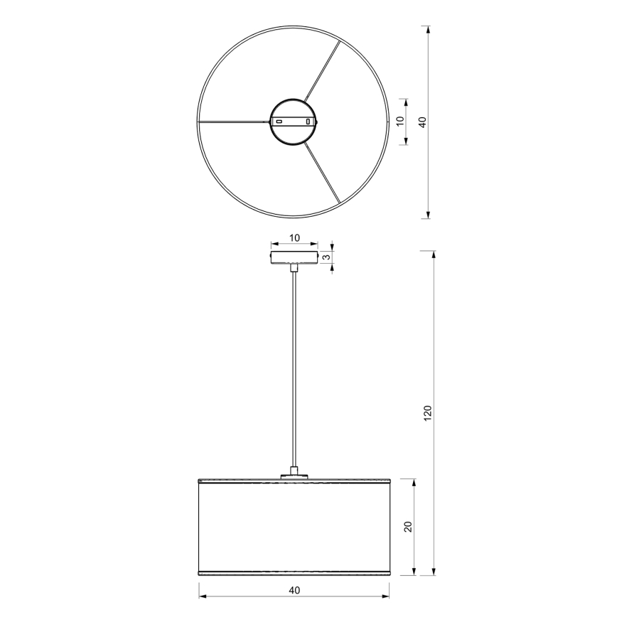 Lustr na lanku LOFT SHADE 1xE27/60W/230V pr. 40 cm bílá/zlatá