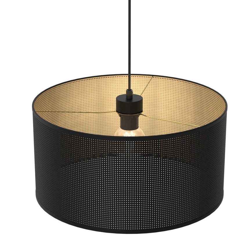Lustr na lanku LOFT SHADE 1xE27/60W/230V pr. 40 cm černá/zlatá