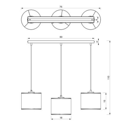Lustr na lanku LOFT SHADE 3xE27/60W/230V černá