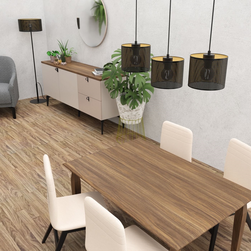 Lustr na lanku LOFT SHADE 3xE27/60W/230V černá/zlatá