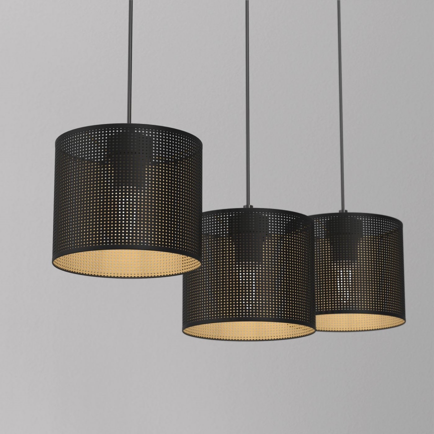 Lustr na lanku LOFT SHADE 3xE27/60W/230V černá/zlatá