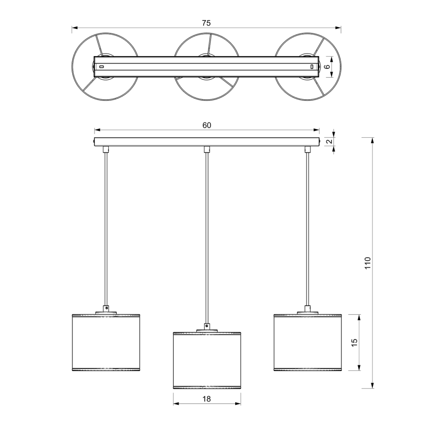 Lustr na lanku LOFT SHADE 3xE27/60W/230V černá/zlatá