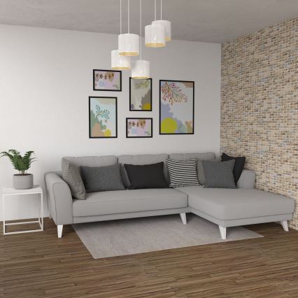 Lustr na lanku LOFT SHADE 5xE27/60W/230V bílá/zlatá