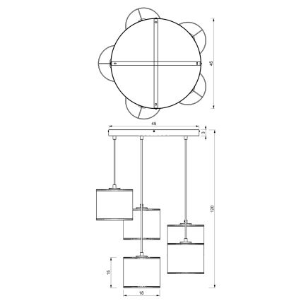 Lustr na lanku LOFT SHADE 5xE27/60W/230V bílá/zlatá