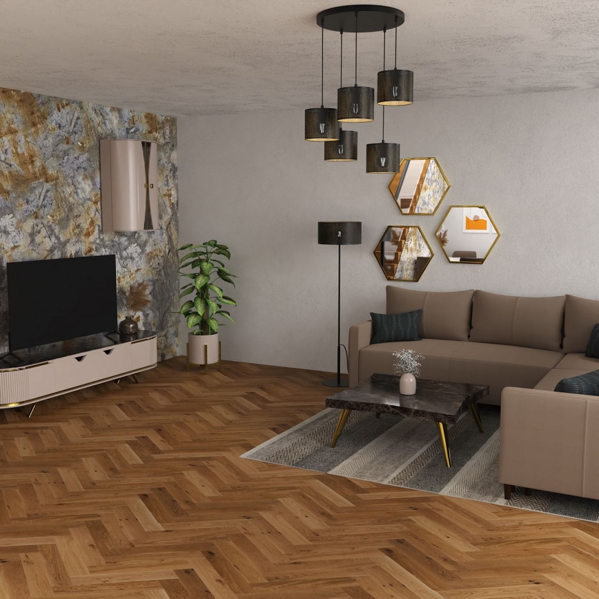 Lustr na lanku LOFT SHADE 5xE27/60W/230V černá/zlatá