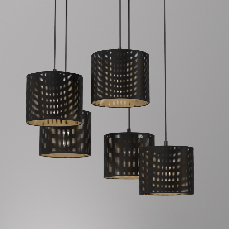 Lustr na lanku LOFT SHADE 5xE27/60W/230V černá/zlatá