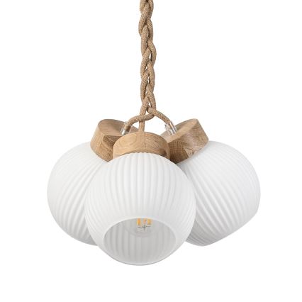 Lustr na lanku LOOMIS 3xE27/15W/230V 130 cm béžová/dub