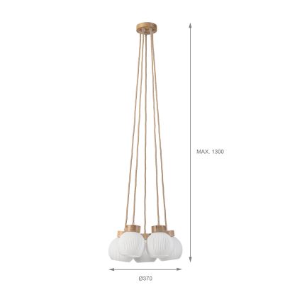 Lustr na lanku LOOMIS 5xE27/15W/230V 130 cm béžová/dub