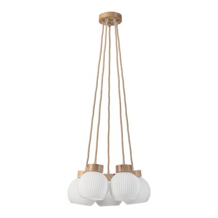 Lustr na lanku LOOMIS 5xE27/15W/230V 83 cm béžová/dub