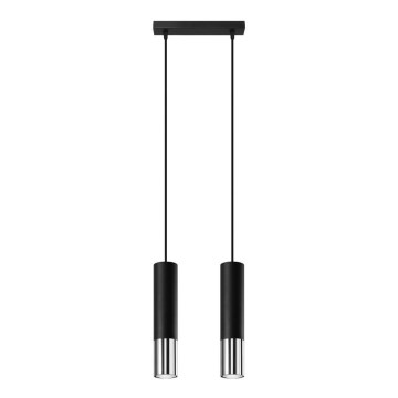 Lustr na lanku LOOPEZ 2xGU10/10W/230V černá/lesklý chrom