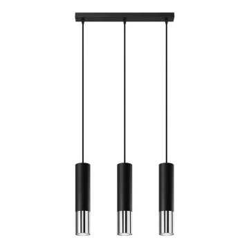 Lustr na lanku LOOPEZ 3xGU10/10W/230V černá/lesklý chrom