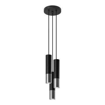 Lustr na lanku LOOPEZ 3xGU10/10W/230V kulatý černá/lesklý chrom