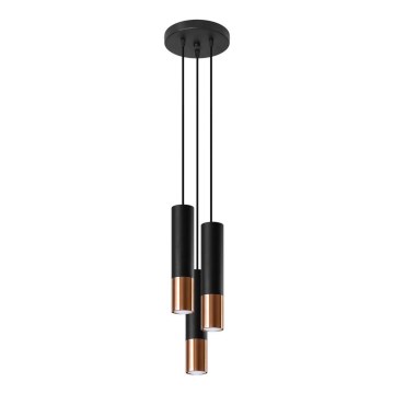 Lustr na lanku LOOPEZ 3xGU10/10W/230V kulatý černá/měď