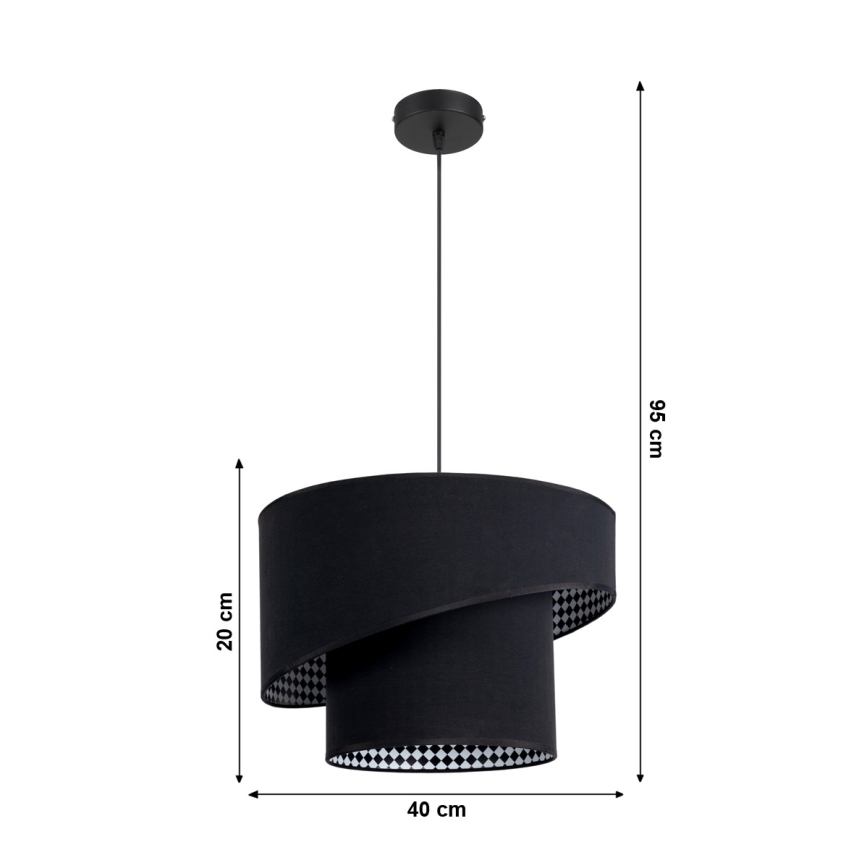 Lustr na lanku LORI 1xE27/60W/230V černá