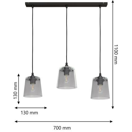 Lustr na lanku LUCEA 3xE27/15W/230V