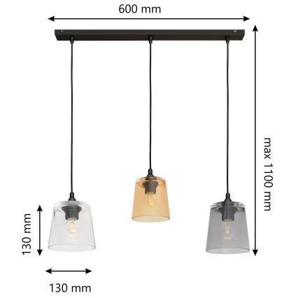 Lustr na lanku LUCEA 3xE27/15W/230V