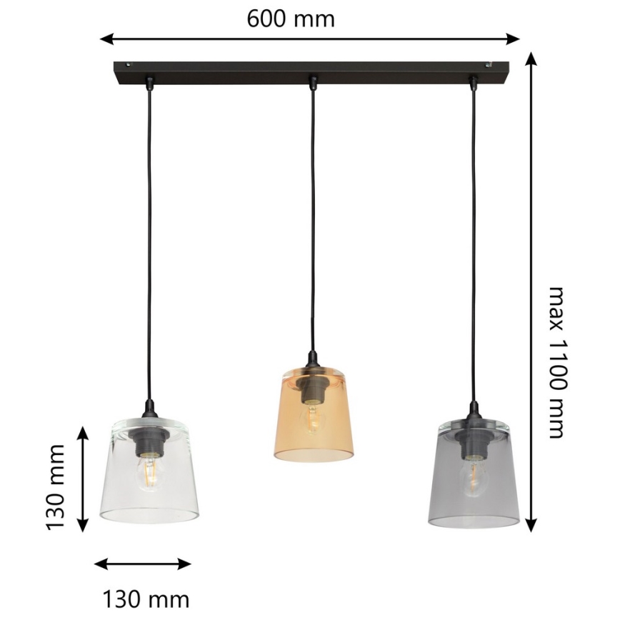 Lustr na lanku LUCEA 3xE27/15W/230V
