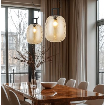 Lustr na lanku LUCY 1xE27/40W/230V kouřová béžová