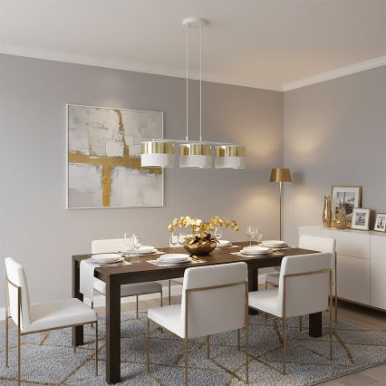 Lustr na lanku LUX 3xE27/15W/230V bílá/zlatá