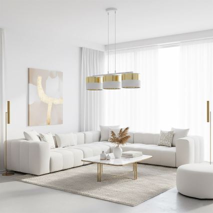 Lustr na lanku LUX 3xE27/15W/230V bílá/zlatá