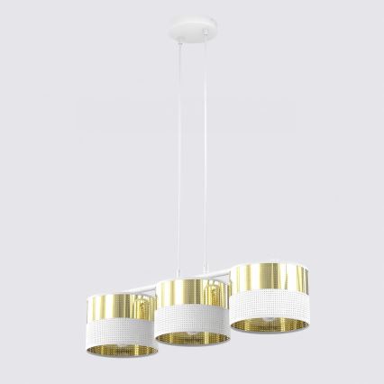 Lustr na lanku LUX 3xE27/15W/230V bílá/zlatá