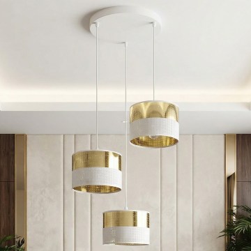 Lustr na lanku LUX 3xE27/15W/230V bílá/zlatá