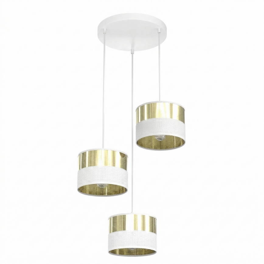 Lustr na lanku LUX 3xE27/15W/230V bílá/zlatá