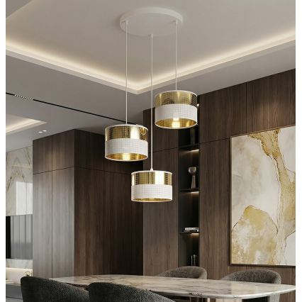 Lustr na lanku LUX 3xE27/15W/230V bílá/zlatá