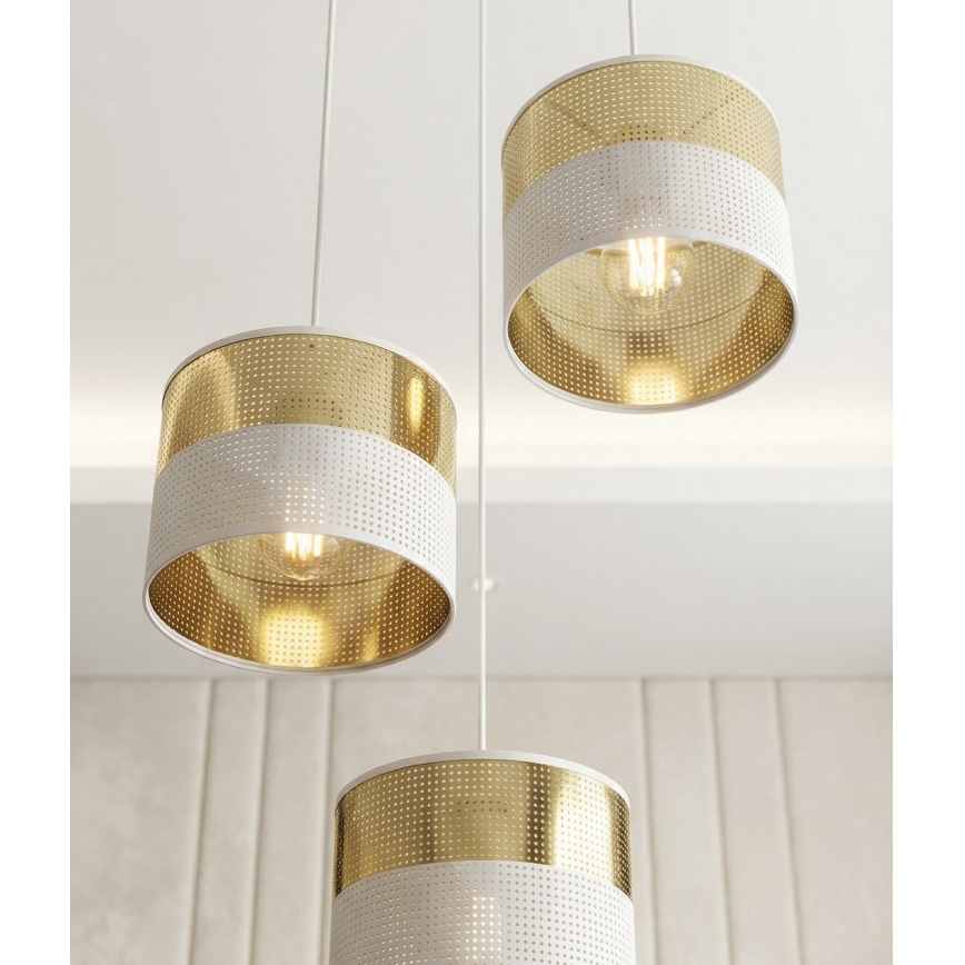 Lustr na lanku LUX 3xE27/15W/230V bílá/zlatá